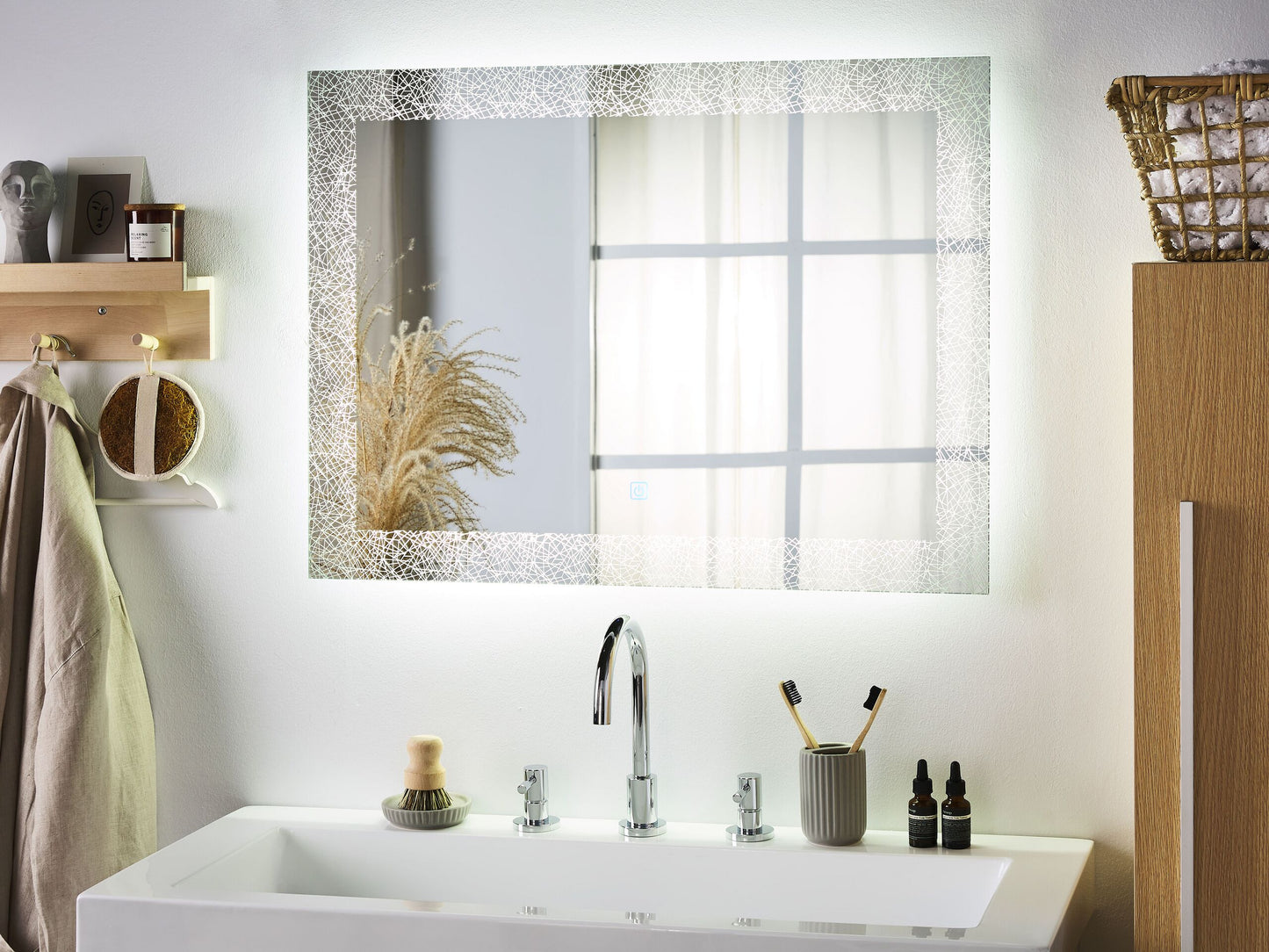 LED-Badezimmer-Spiegel NEXON 80 cm 60 cm Silber