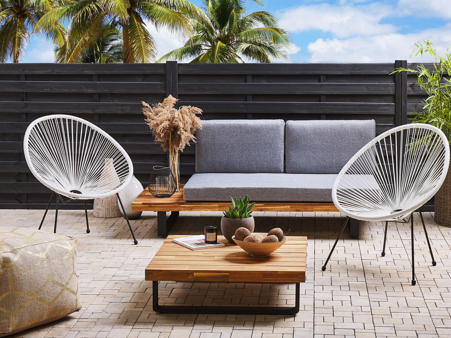 Gartenstuhl 2er Set ACAPULCO II Polyrattan Weiss