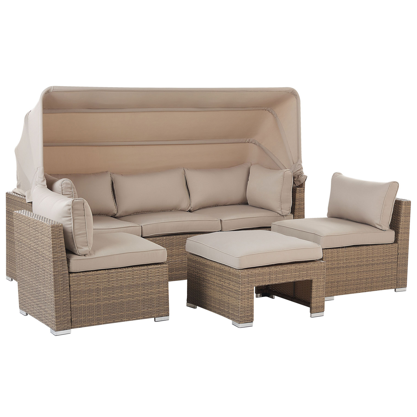 Lounge Set mit Tisch 5-Sitzer COCCOLIA modular Polyrattan Beige