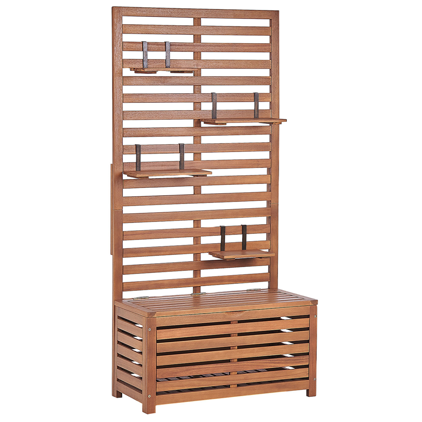 Gartenbank mit Wandpaneel MATINO 80 cm mit Stauraum Akazienholz Braun