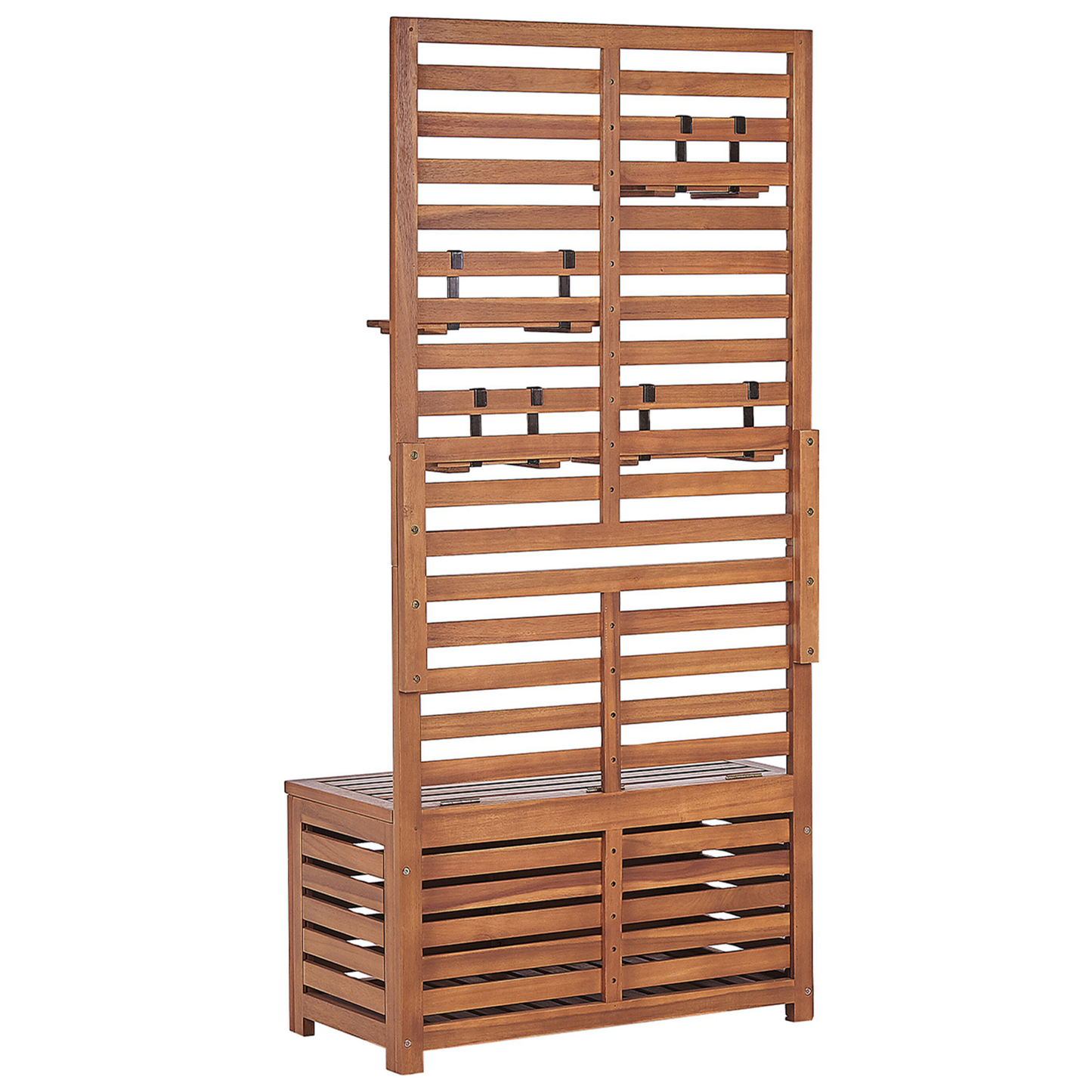 Gartenbank mit Wandpaneel MATINO 80 cm mit Stauraum Akazienholz Braun