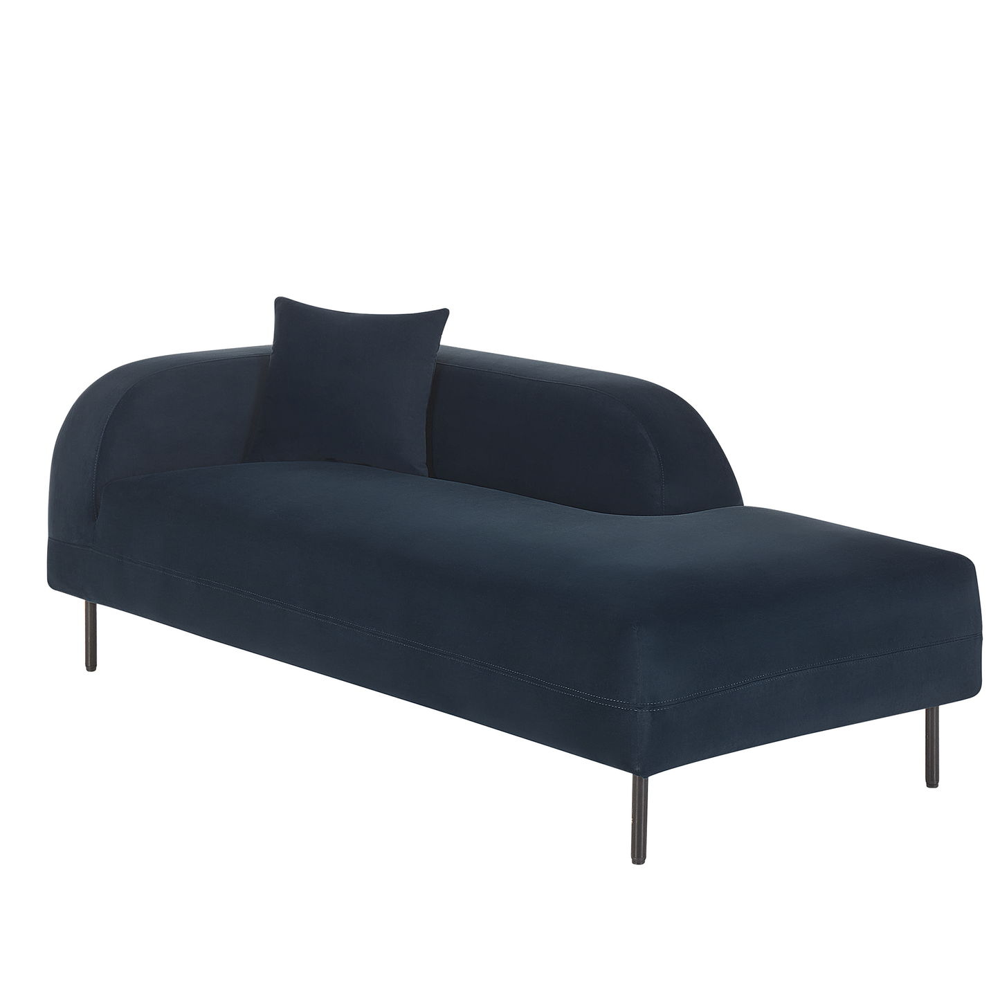 Chaiselongue Samtstoff dunkelblau linksseitig LE CRAU