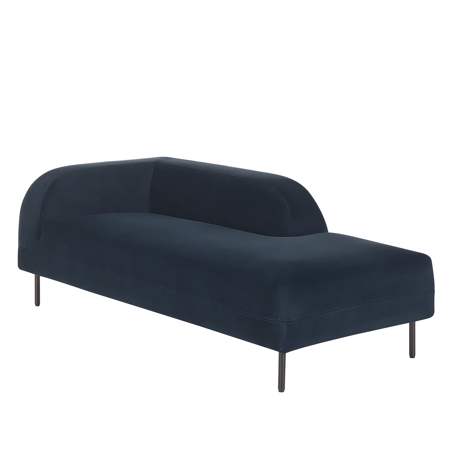 Chaiselongue Samtstoff dunkelblau linksseitig LE CRAU