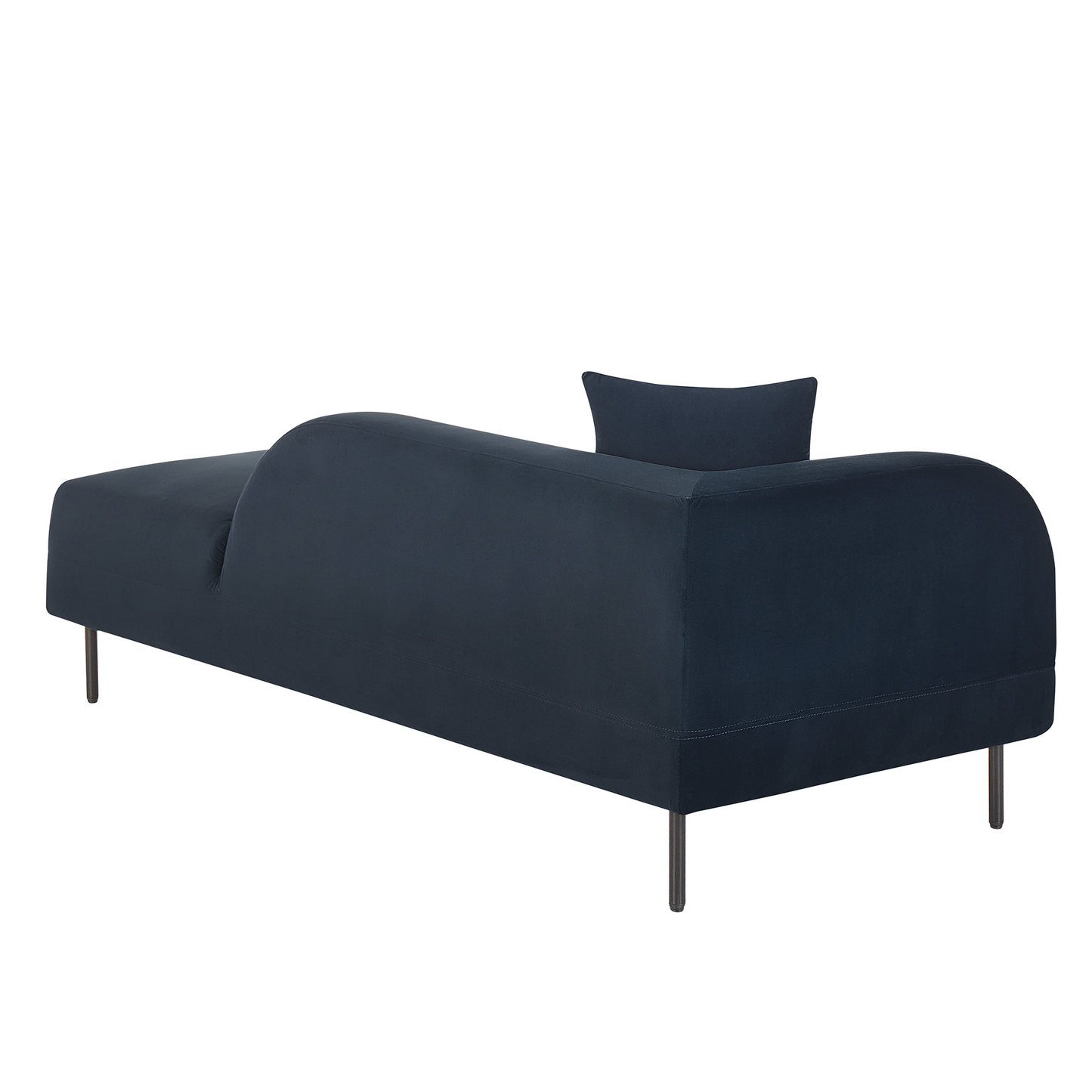 Chaiselongue Samtstoff dunkelblau linksseitig LE CRAU