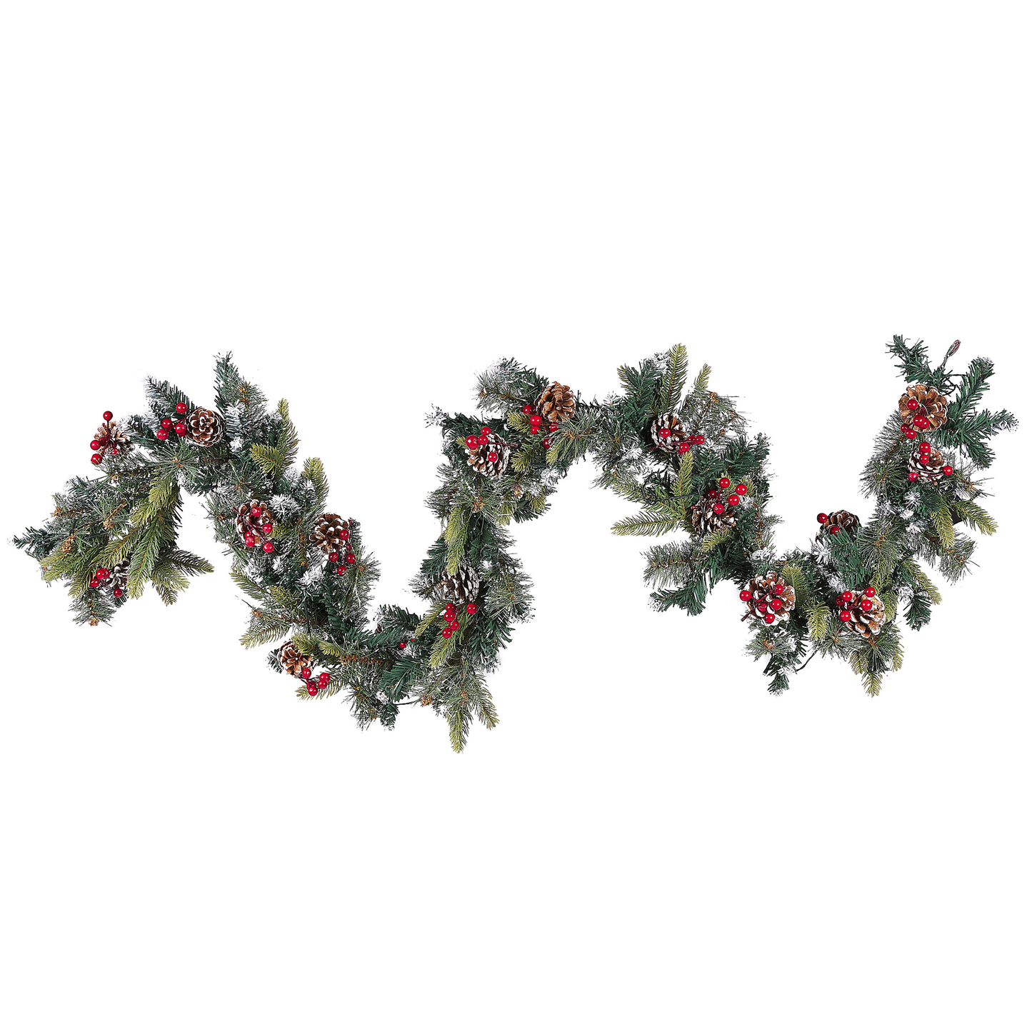 Weihnachtsgirlande grün mit LED-Beleuchtung Schnee bedeckt 180 cm PAIMIO