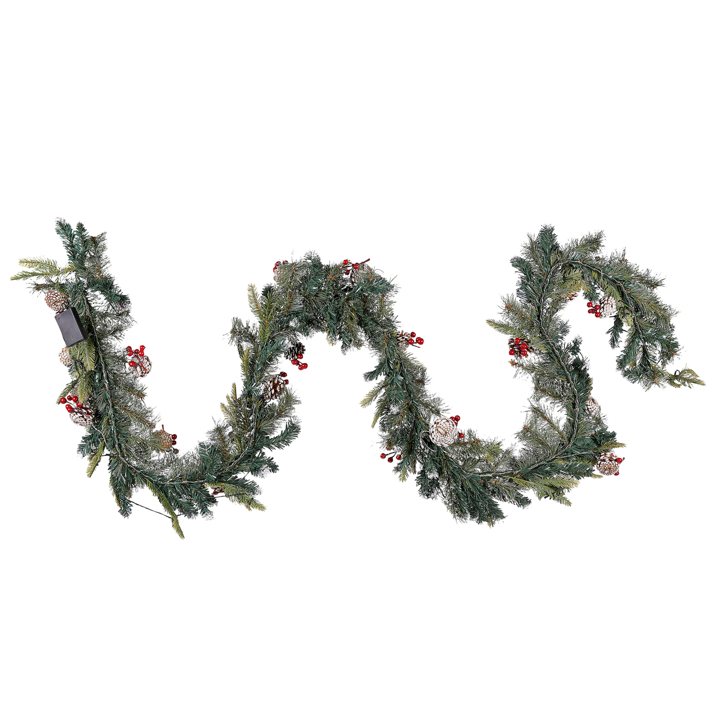 Weihnachtsgirlande grün mit LED-Beleuchtung Schnee bedeckt 180 cm PAIMIO
