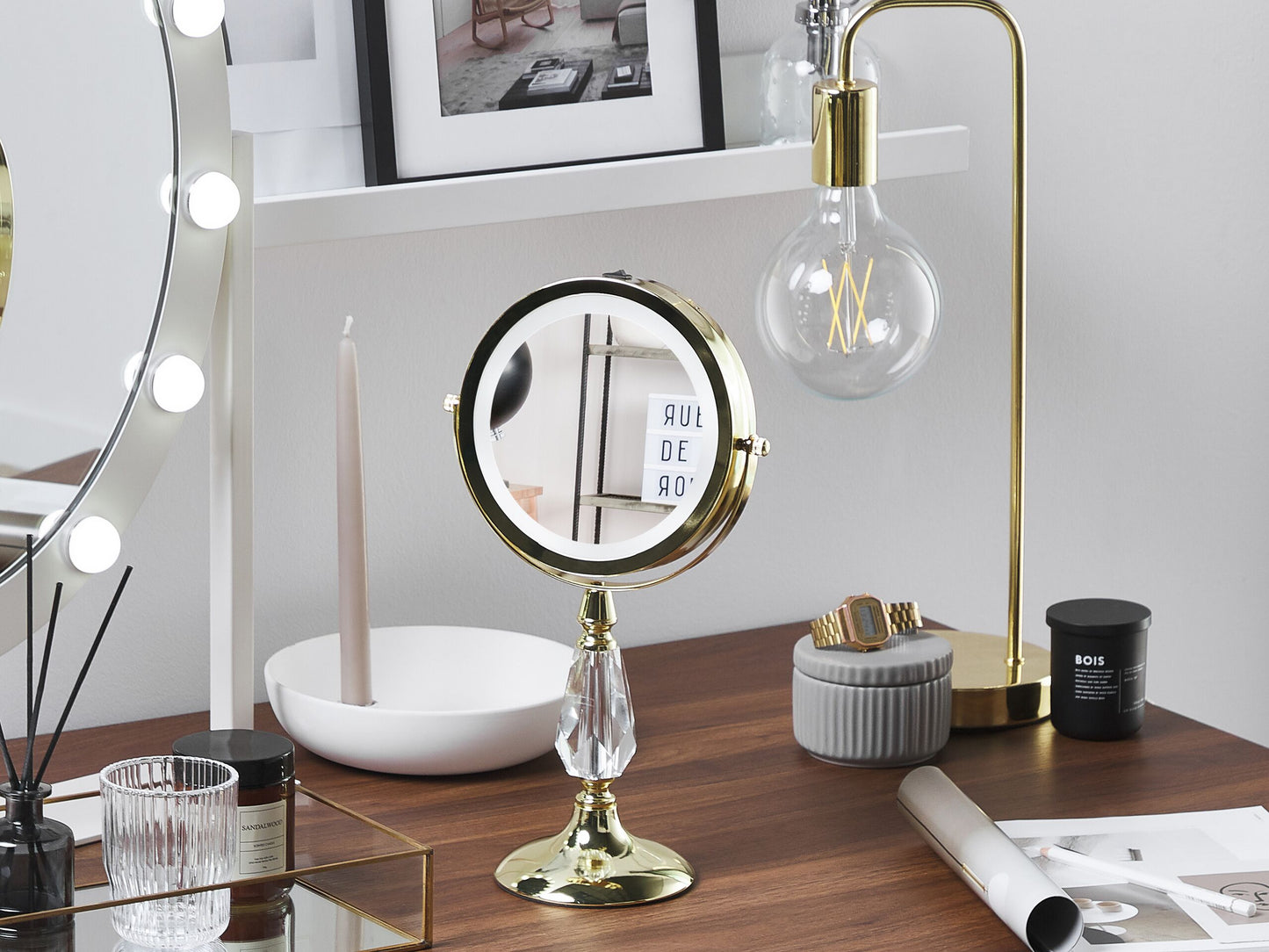 Kosmetikspiegel LED MAURY Gold