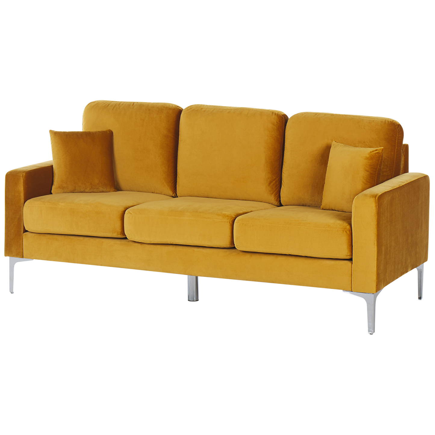 3-Sitzer Sofa Samtstoff senfgelb mit Kissen GAVLE