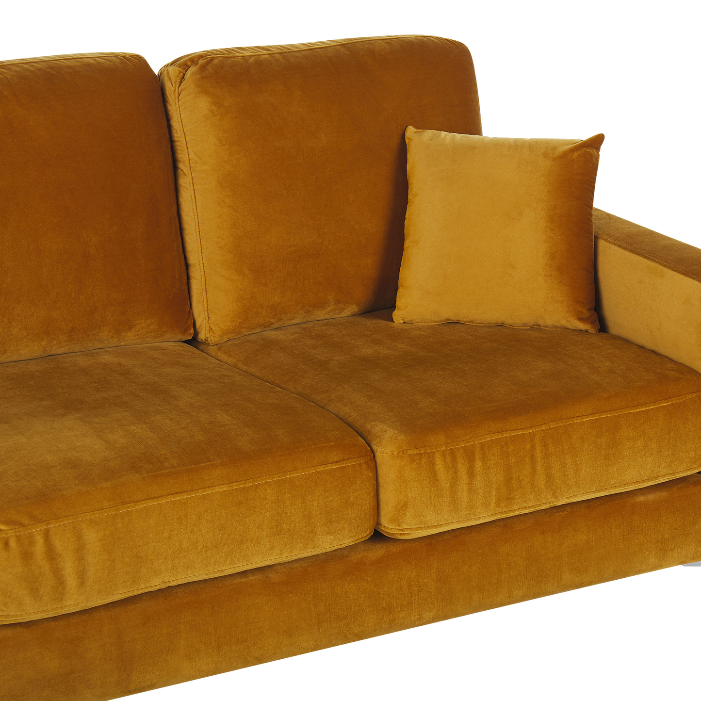 3-Sitzer Sofa Samtstoff senfgelb mit Kissen GAVLE