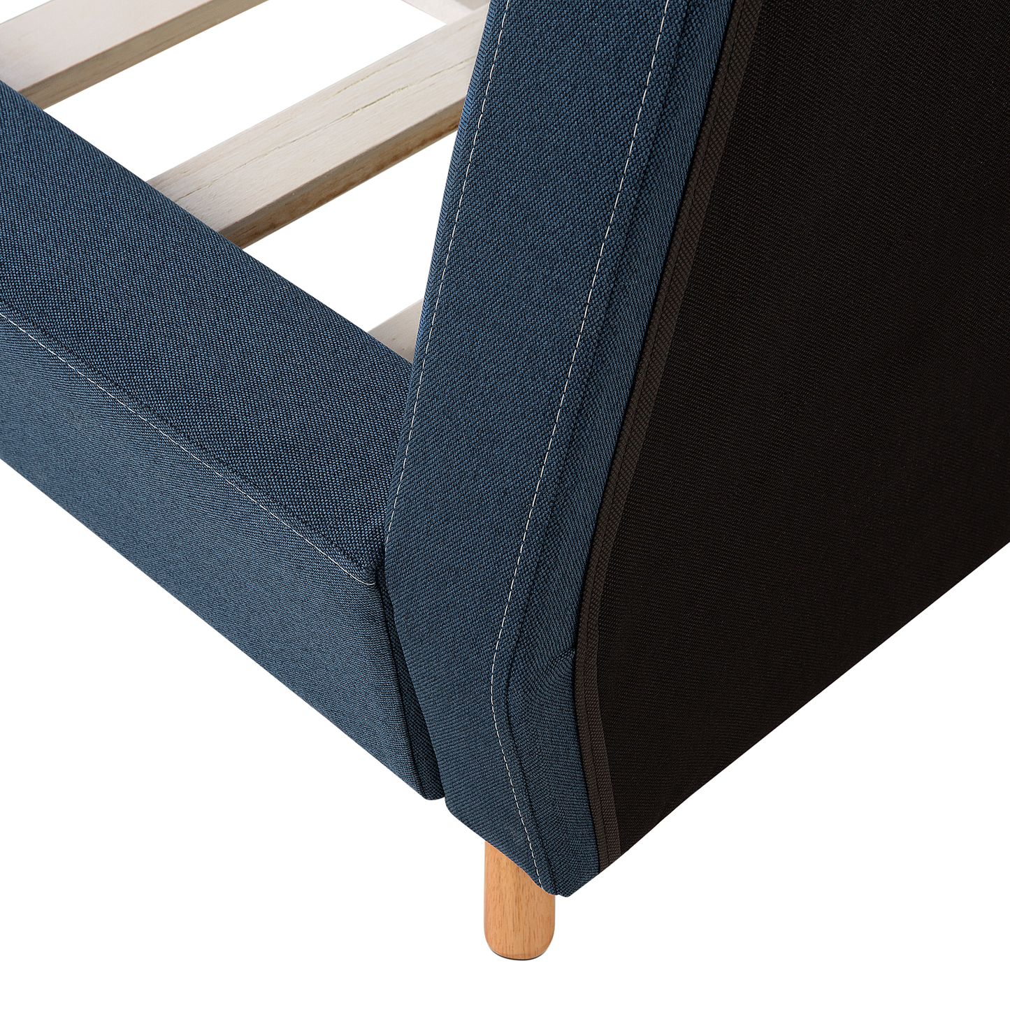 Polsterbett Leinenoptik dunkelblau Lattenrost 180 x 200 cm VIENNE