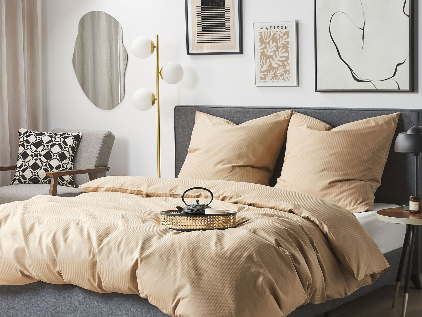 Bettwäsche-Set AVONDALE Baumwollsatin 200 x 220 cm Beige