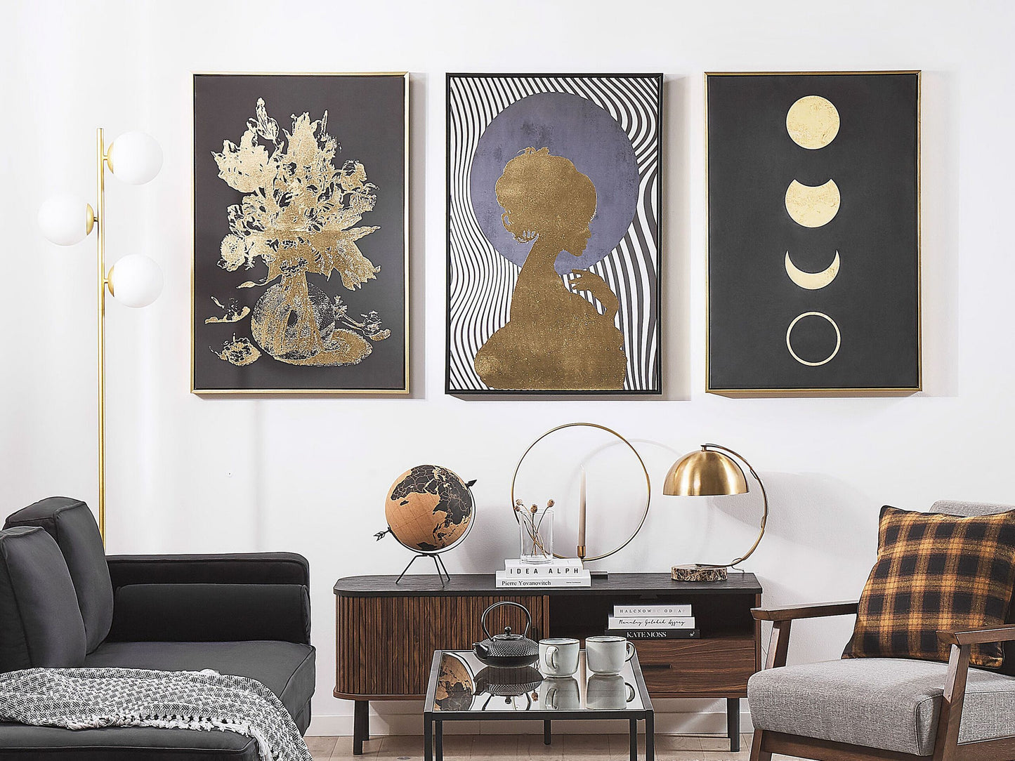 Wanddekoration 63 cm 93 cm Gold ORIANO