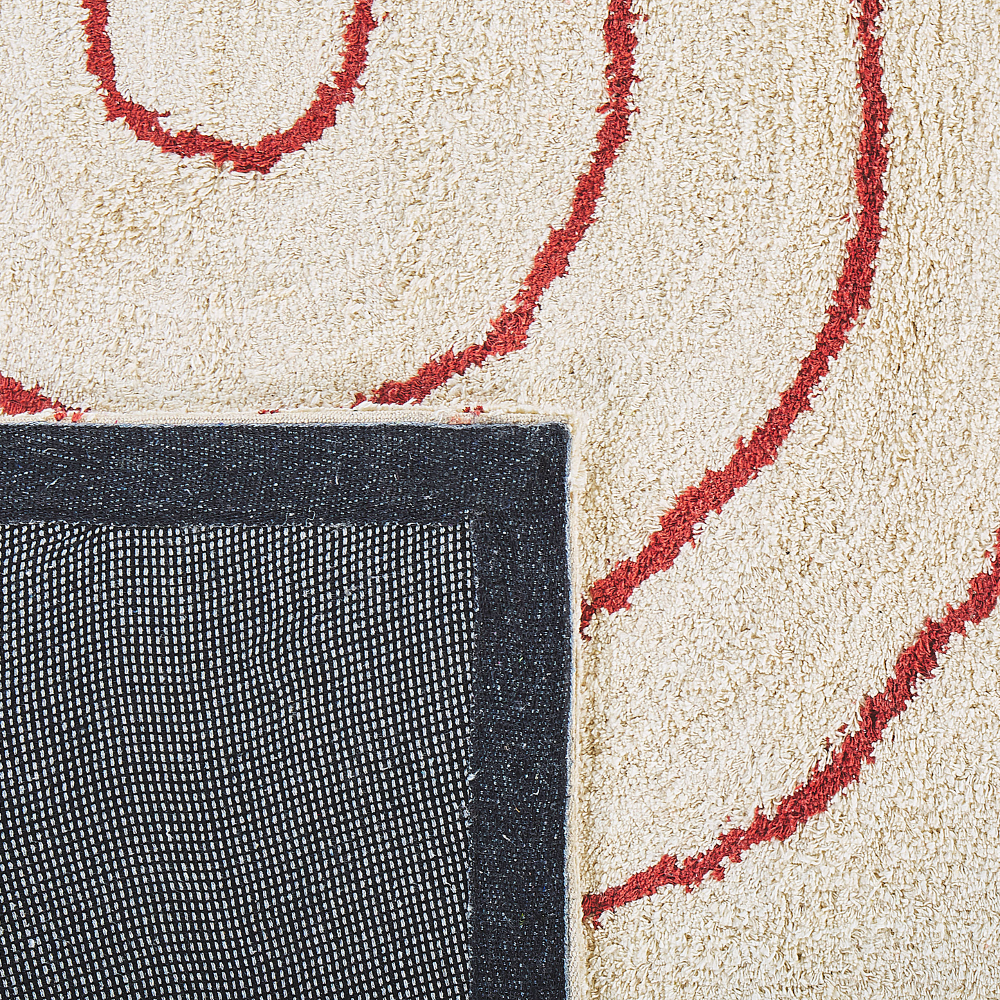 Teppich Baumwolle 140 x 200 cm beige / rot Streifenmuster Kurzflor TIRUPATI