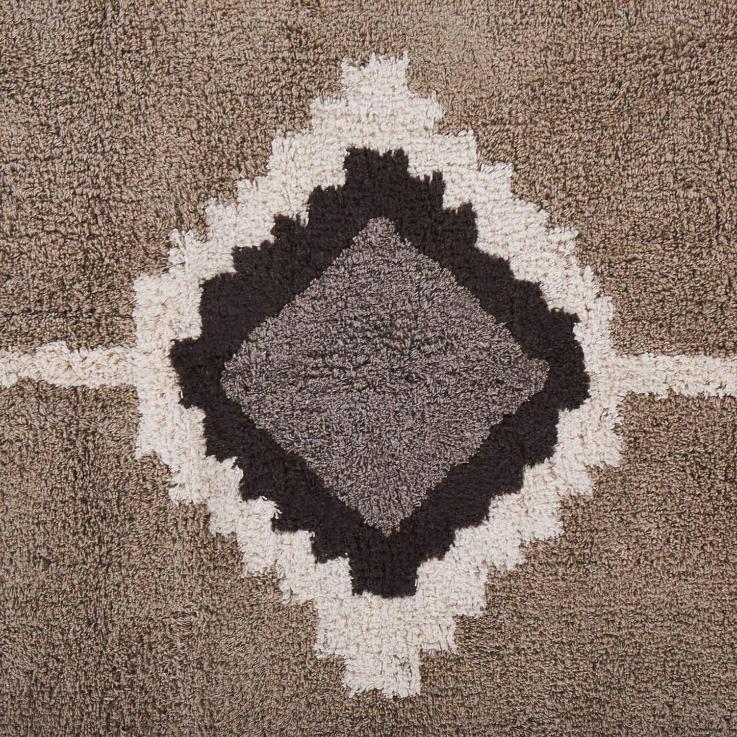 Teppich Baumwolle beige 140 x 200 cm geometrisches Muster Fransen Kurzflor GEYVE