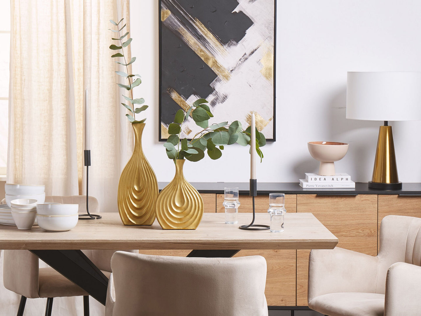 Dekovase THAPSUS Keramik 39 cm Gold