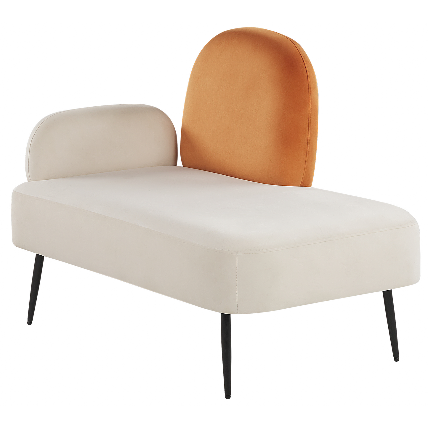 Chaiselongue Samtstoff weiss / orange linksseitig ARCEY