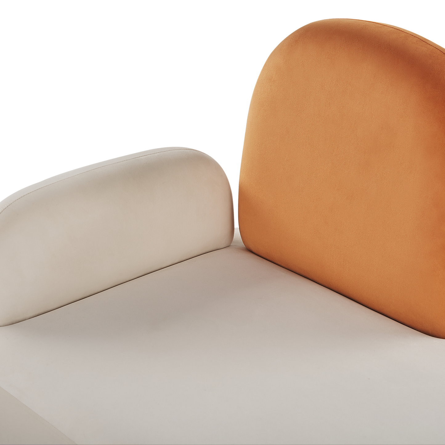 Chaiselongue Samtstoff weiss / orange linksseitig ARCEY