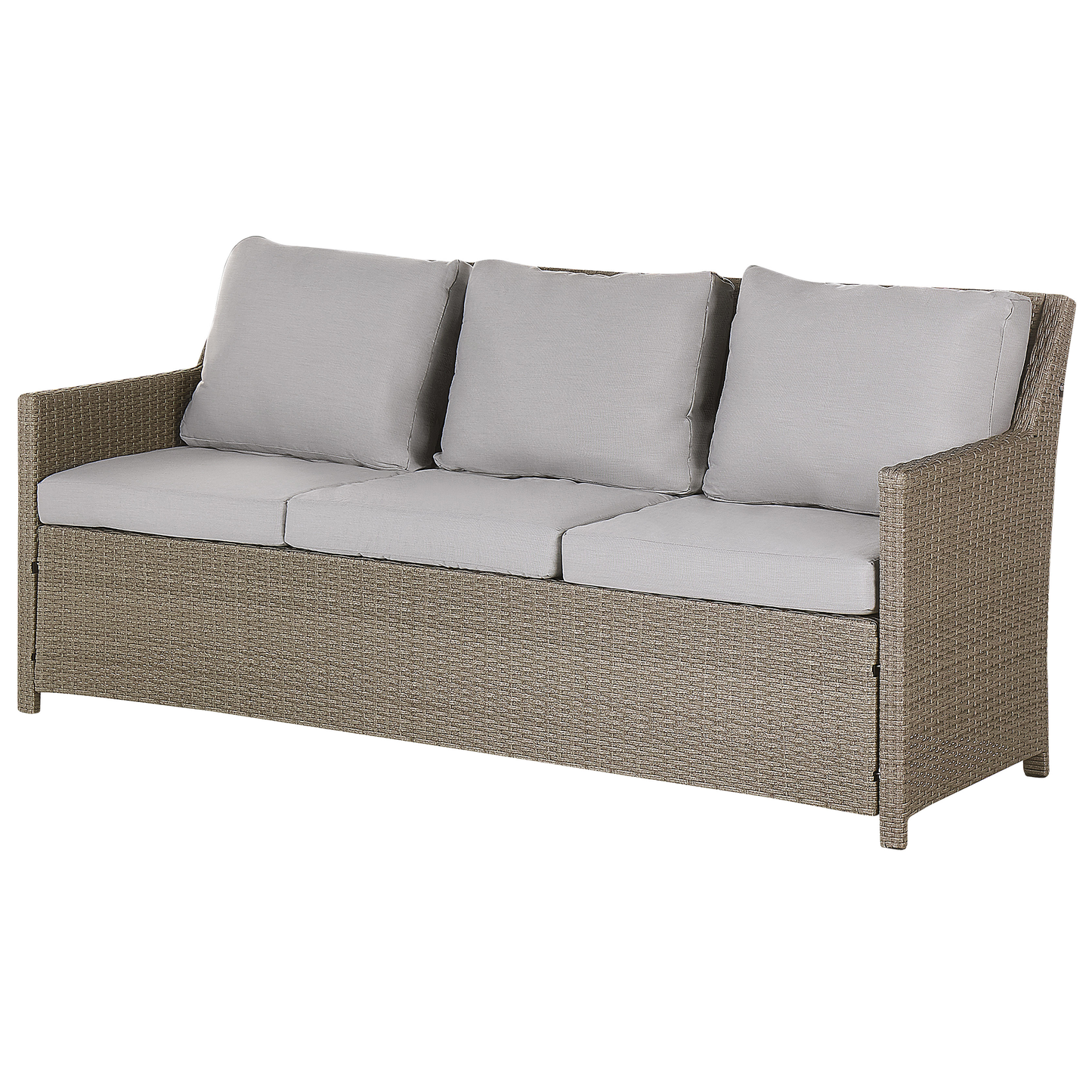 Lounge Set mit Tisch und Ottomane 5-Sitzer FONTI inkl. Kissen Polyrattan Taupe