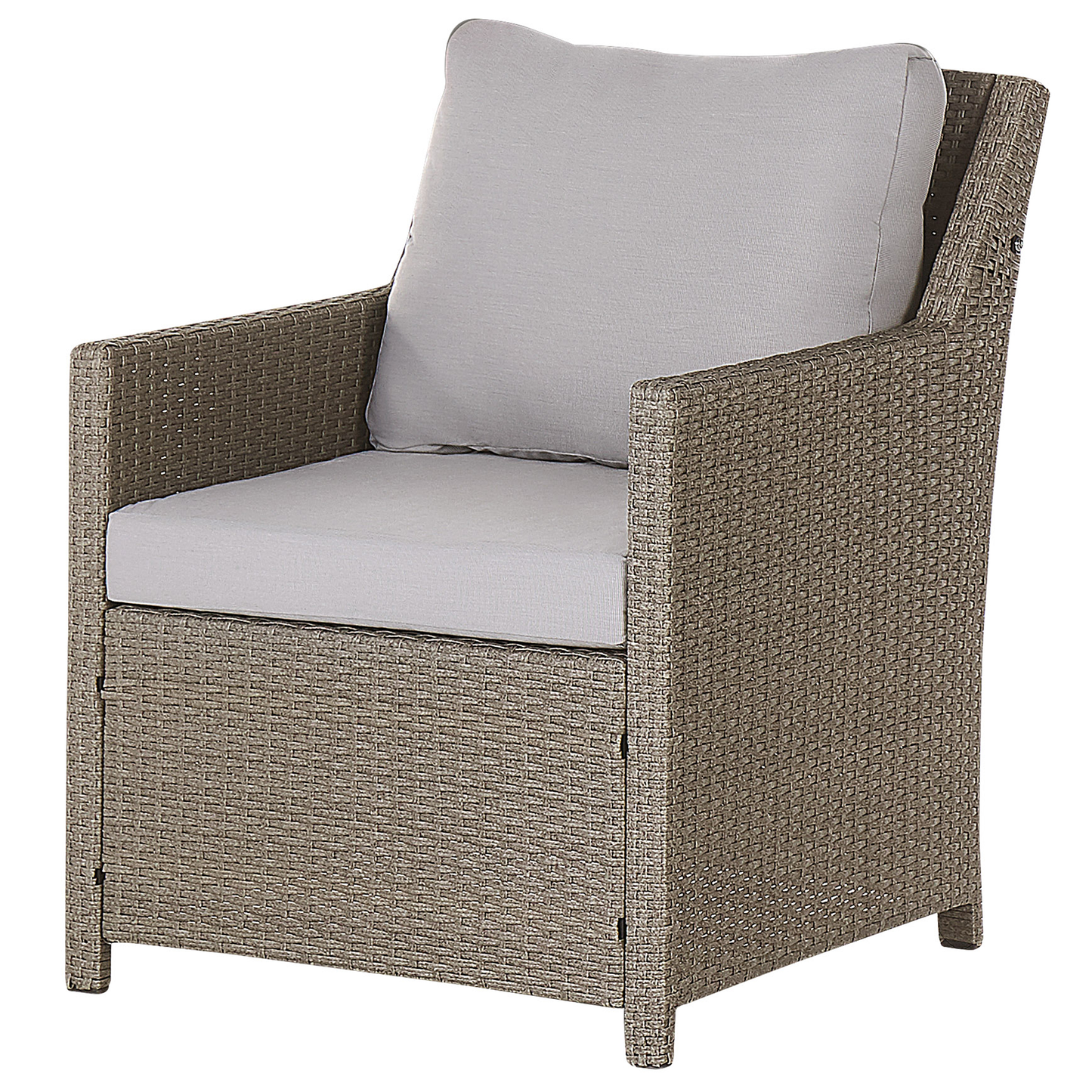 Lounge Set mit Tisch und Ottomane 5-Sitzer FONTI inkl. Kissen Polyrattan Taupe
