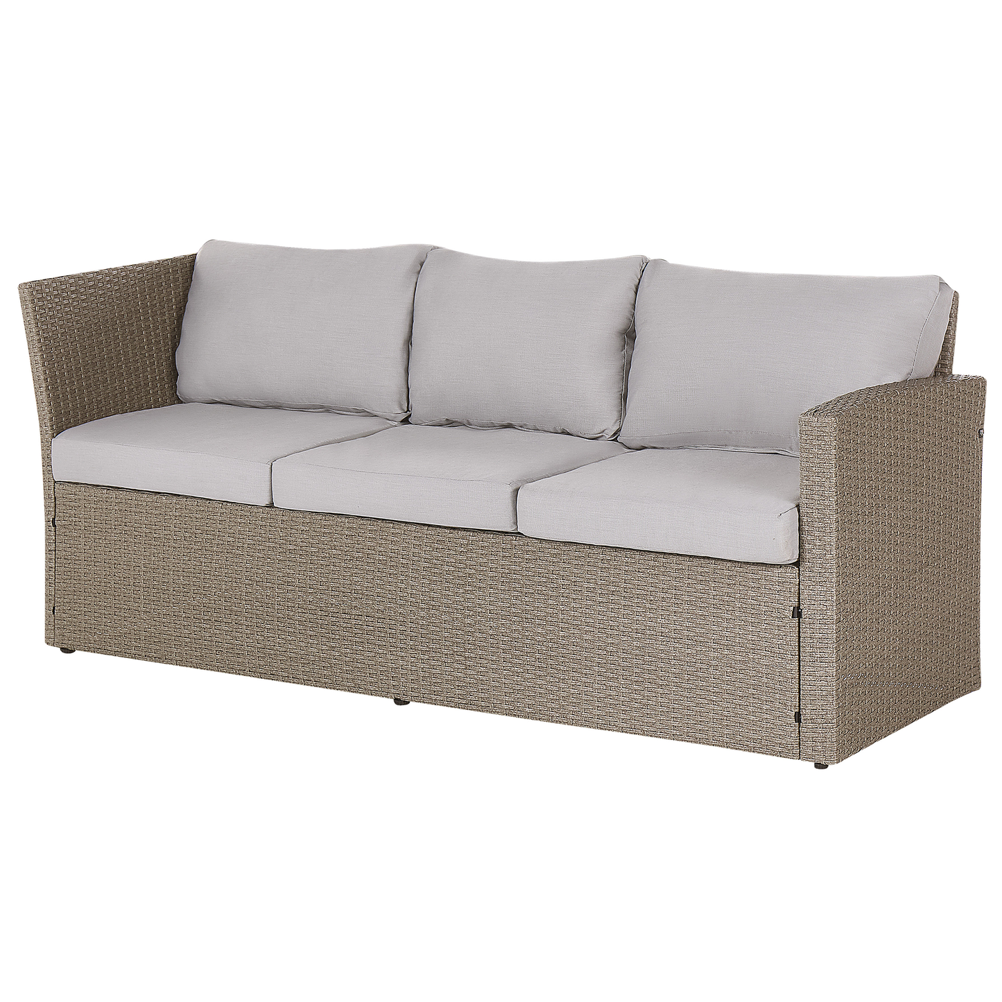 Lounge Set mit Tisch und Ottomane 5-Sitzer BARDI linksseitig inkl. Kissen Polyrattan Taupe