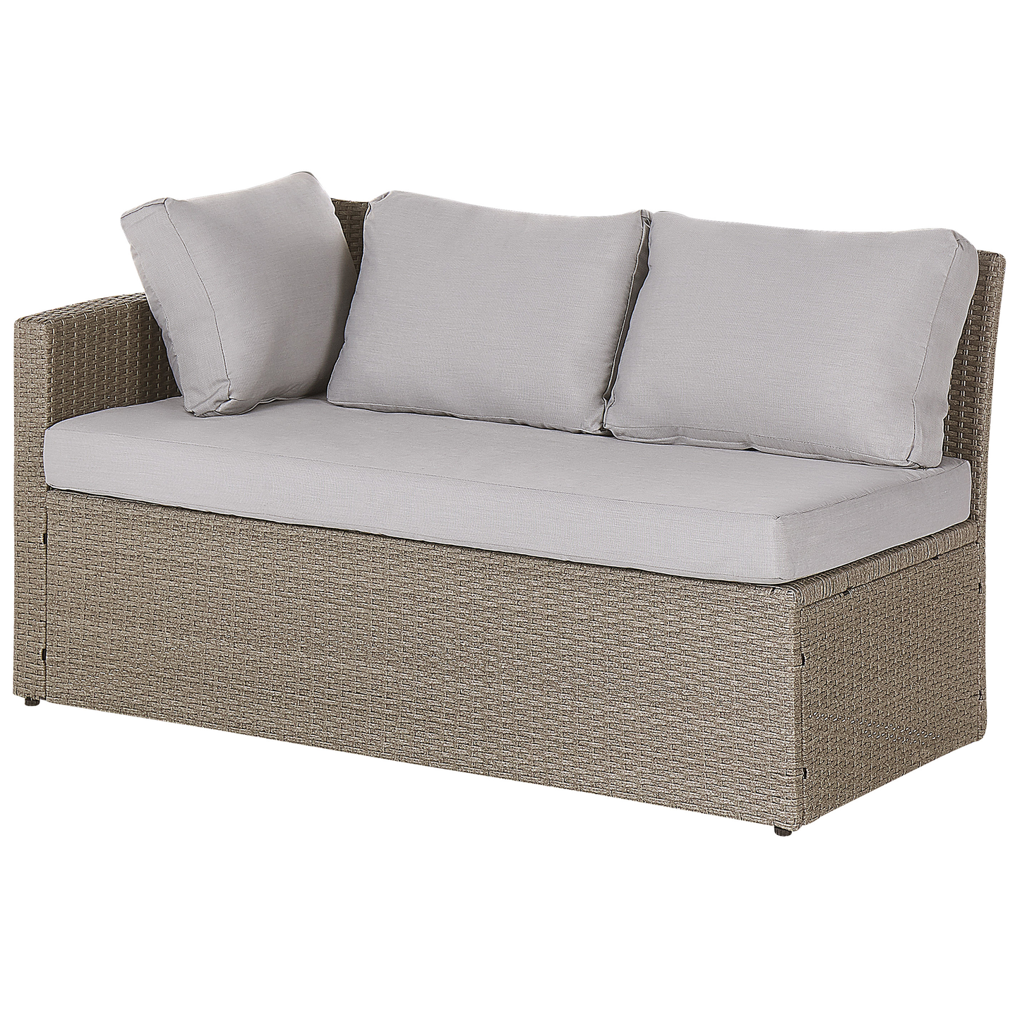 Lounge Set mit Tisch und Ottomane 5-Sitzer BARDI linksseitig inkl. Kissen Polyrattan Taupe