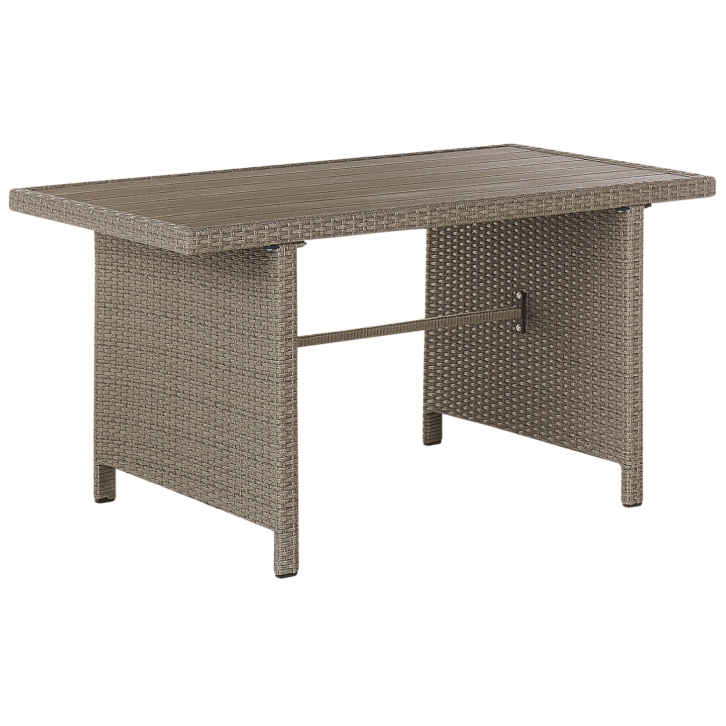 Lounge Set mit Tisch und Ottomane 5-Sitzer BARDI linksseitig inkl. Kissen Polyrattan Taupe