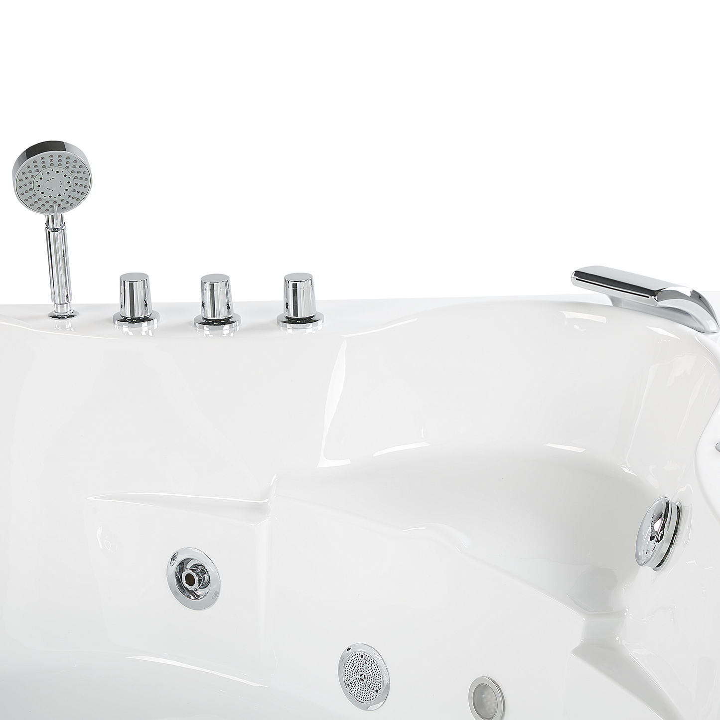 Whirlpool Badewanne weiss Eckmodell mit LED 207 x 146 cm TOCOA II
