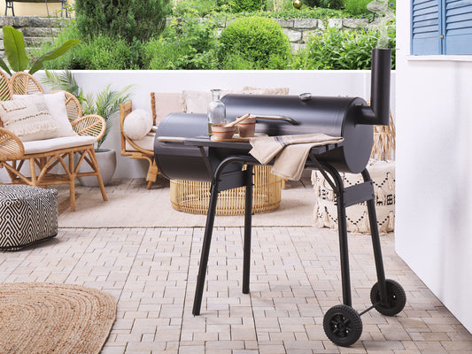 Holzkohlegrill KATLA mit Räucherkammer Metall Schwarz