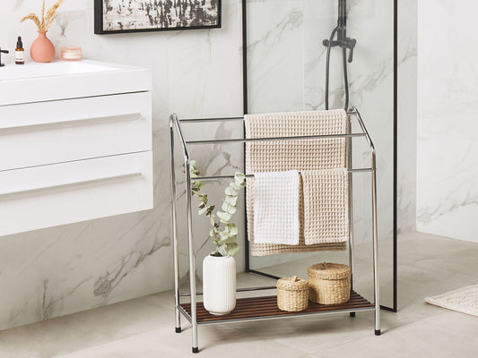 Handtuchhalter mit Ablage MURIVA Metall Silber