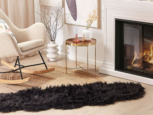 Kunstschaffell-Teppich schwarz 60 x 180 cm MAMUNGARI