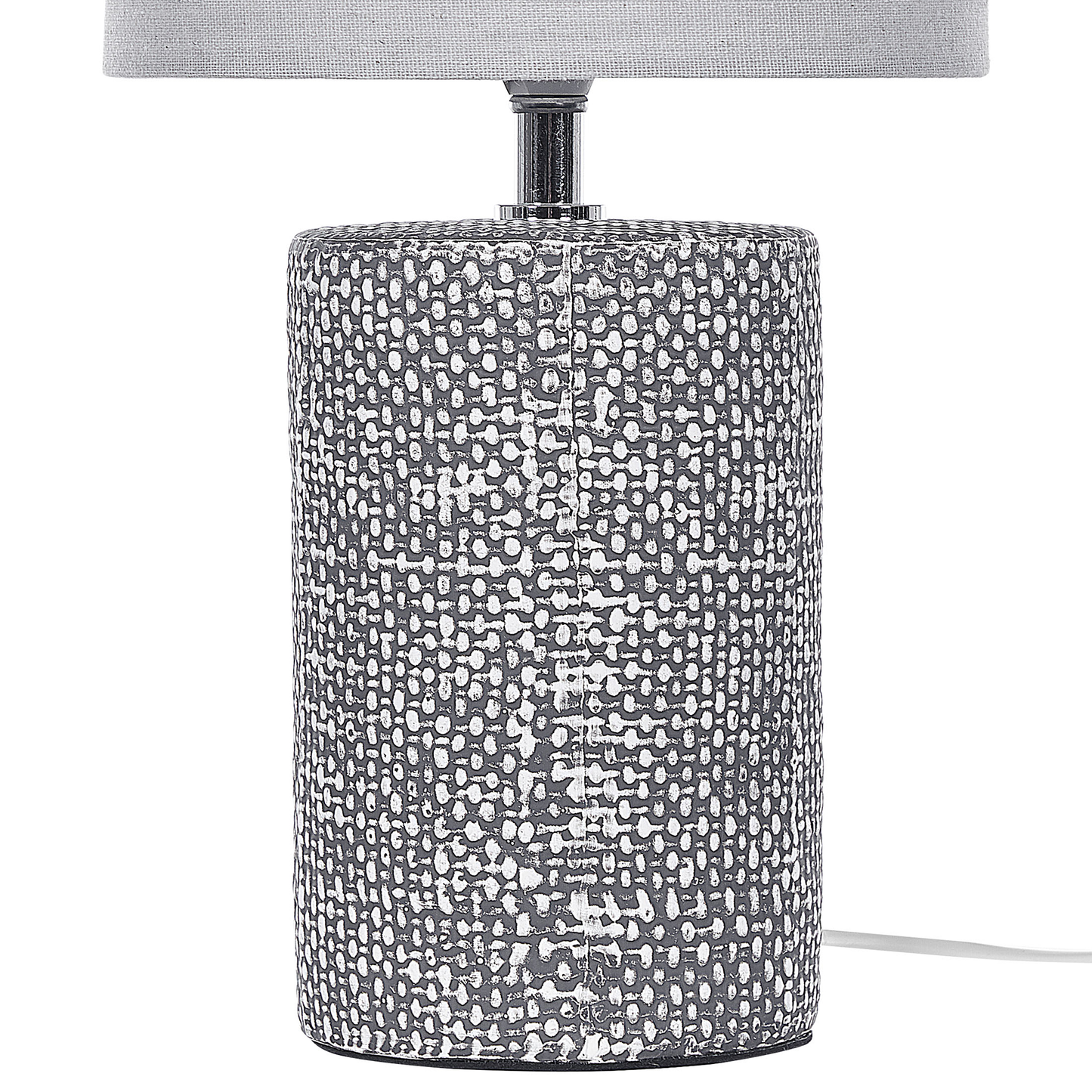 Tischlampe Keramik grau 43 cm Trommelform IDER