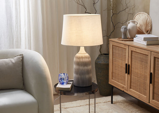 Tischleuchte GEORGINA Keramik Grau