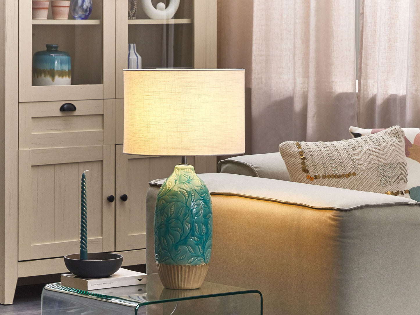 Tischleuchte ATABA Keramik Türkis