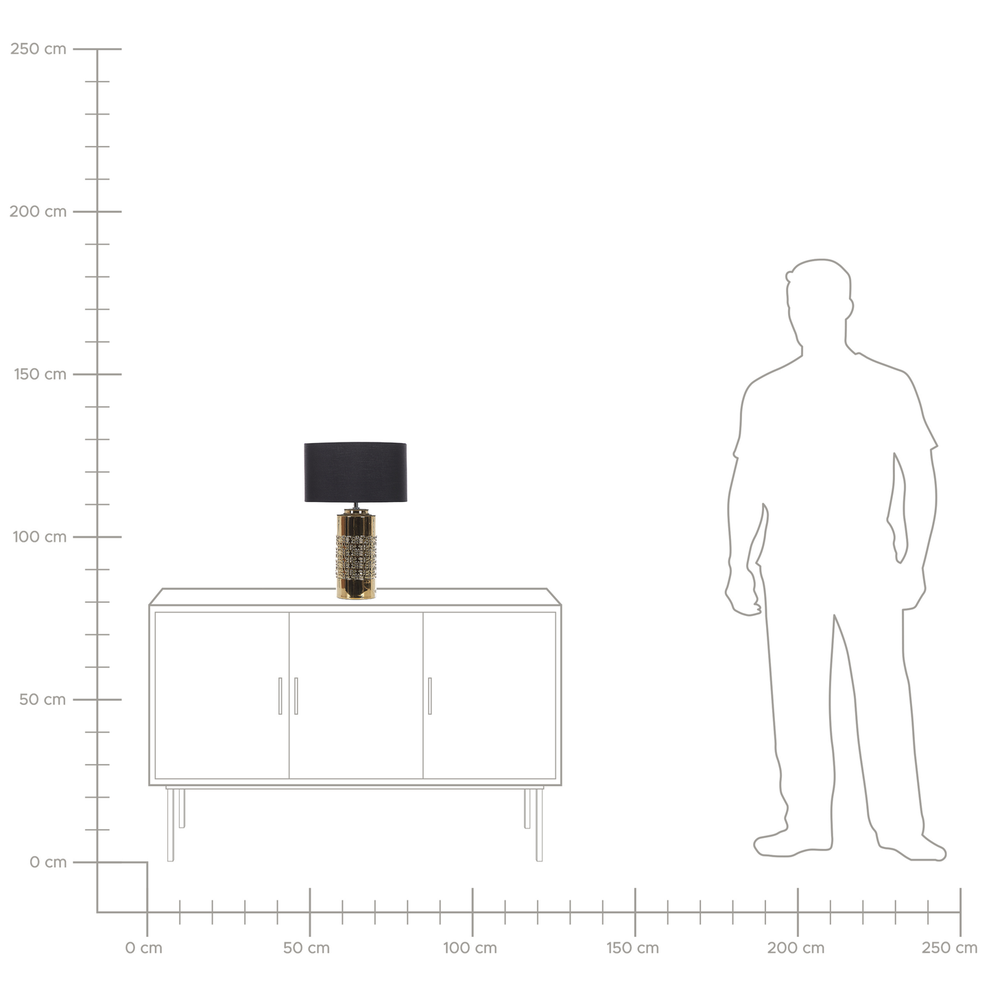 Tischlampe gold 48 cm Trommelform CIMARRON