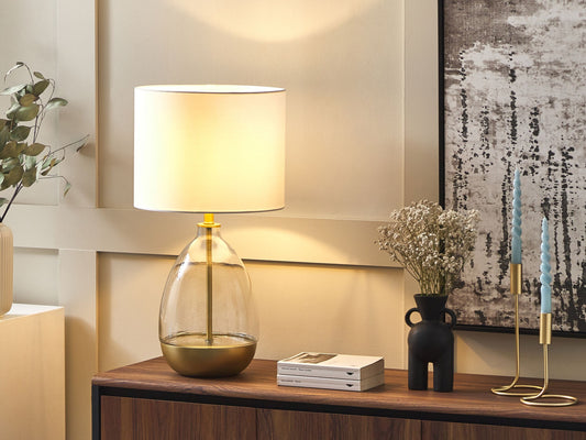 Tischleuchte OKARI Glas Weiss