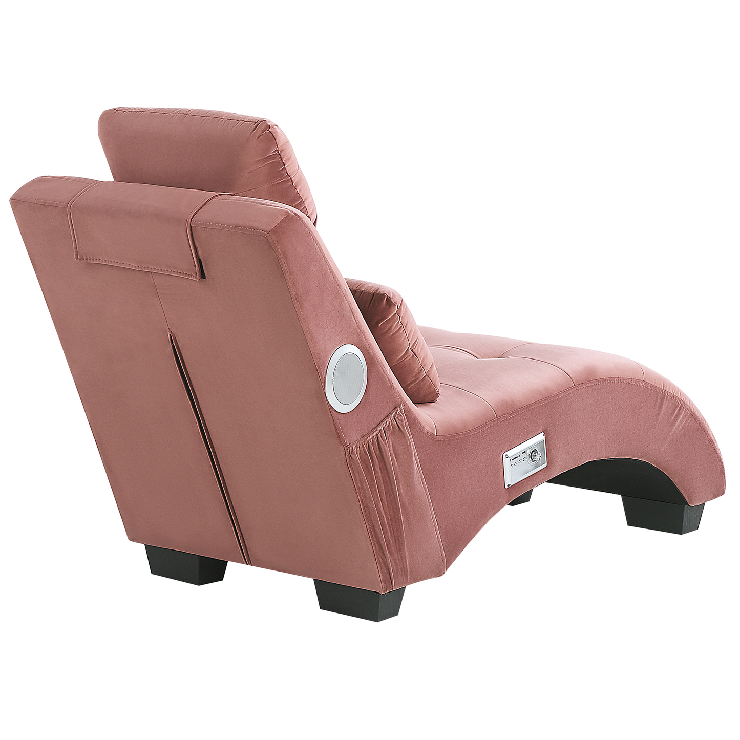 Chaiselongue Samtstoff mit Bluetooth Lautsprecher USB-Port rosa SIMORRE