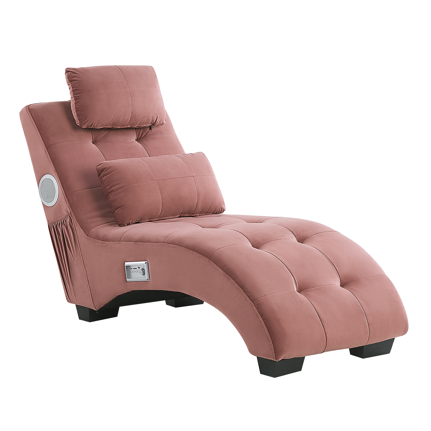 Chaiselongue Samtstoff mit Bluetooth Lautsprecher USB-Port rosa SIMORRE