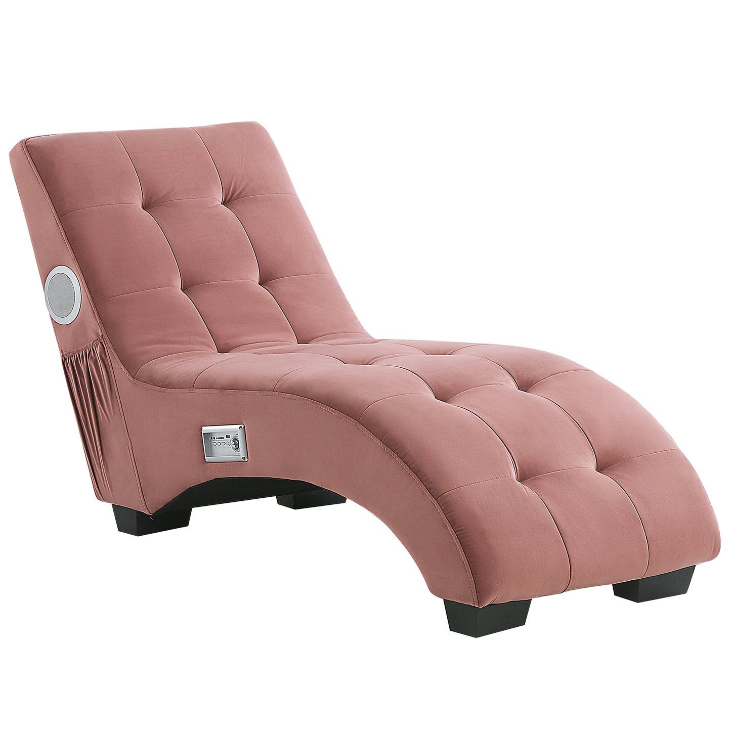 Chaiselongue Samtstoff mit Bluetooth Lautsprecher USB-Port rosa SIMORRE