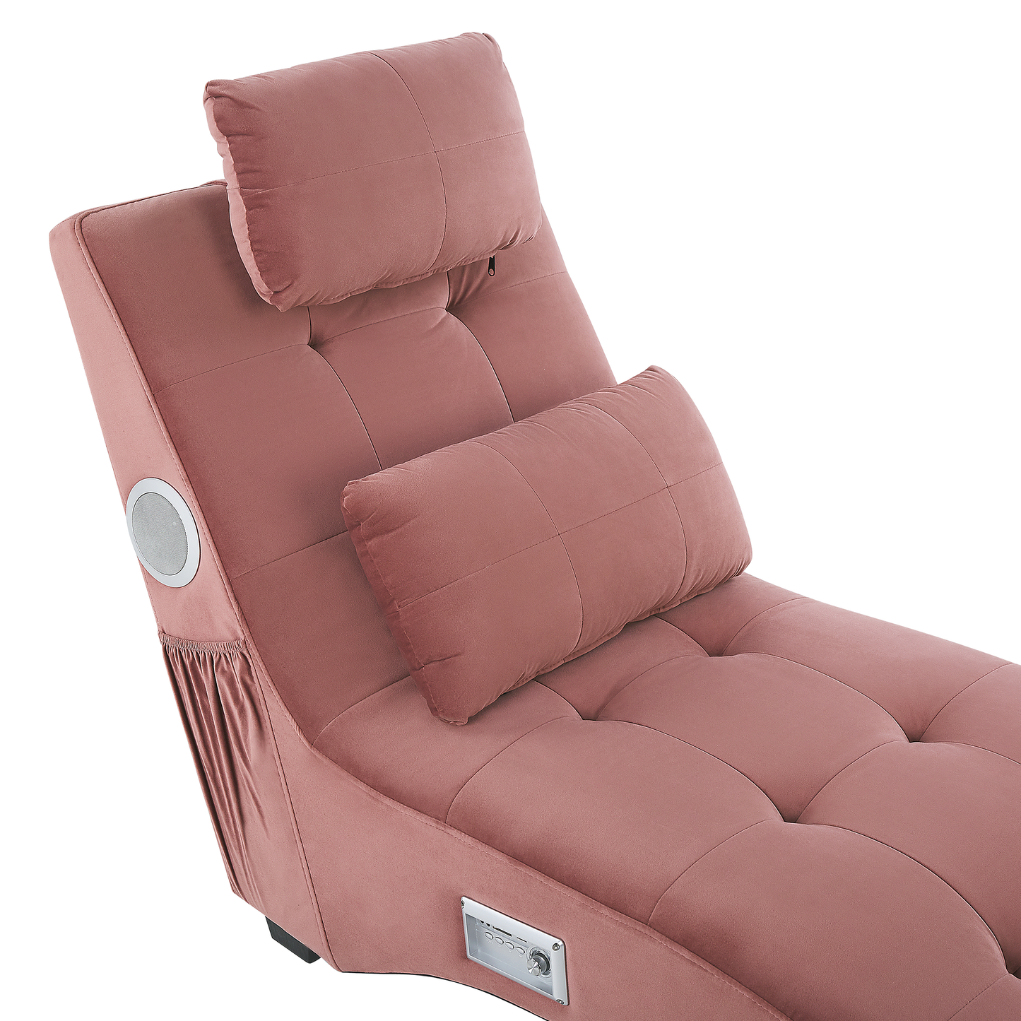 Chaiselongue Samtstoff mit Bluetooth Lautsprecher USB-Port rosa SIMORRE