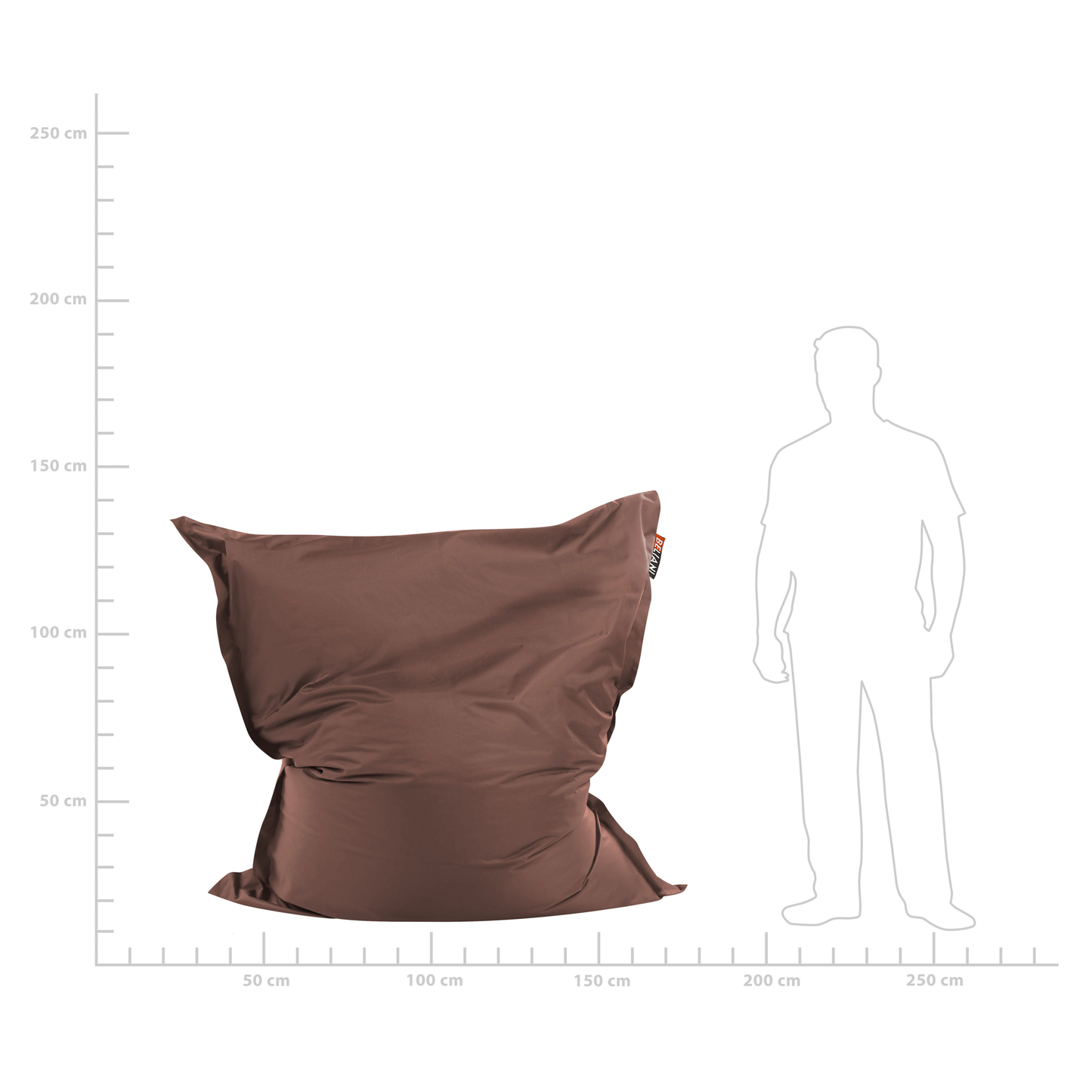 Sitzsack 300 L FUZZY 140 cm 180 cm Braun