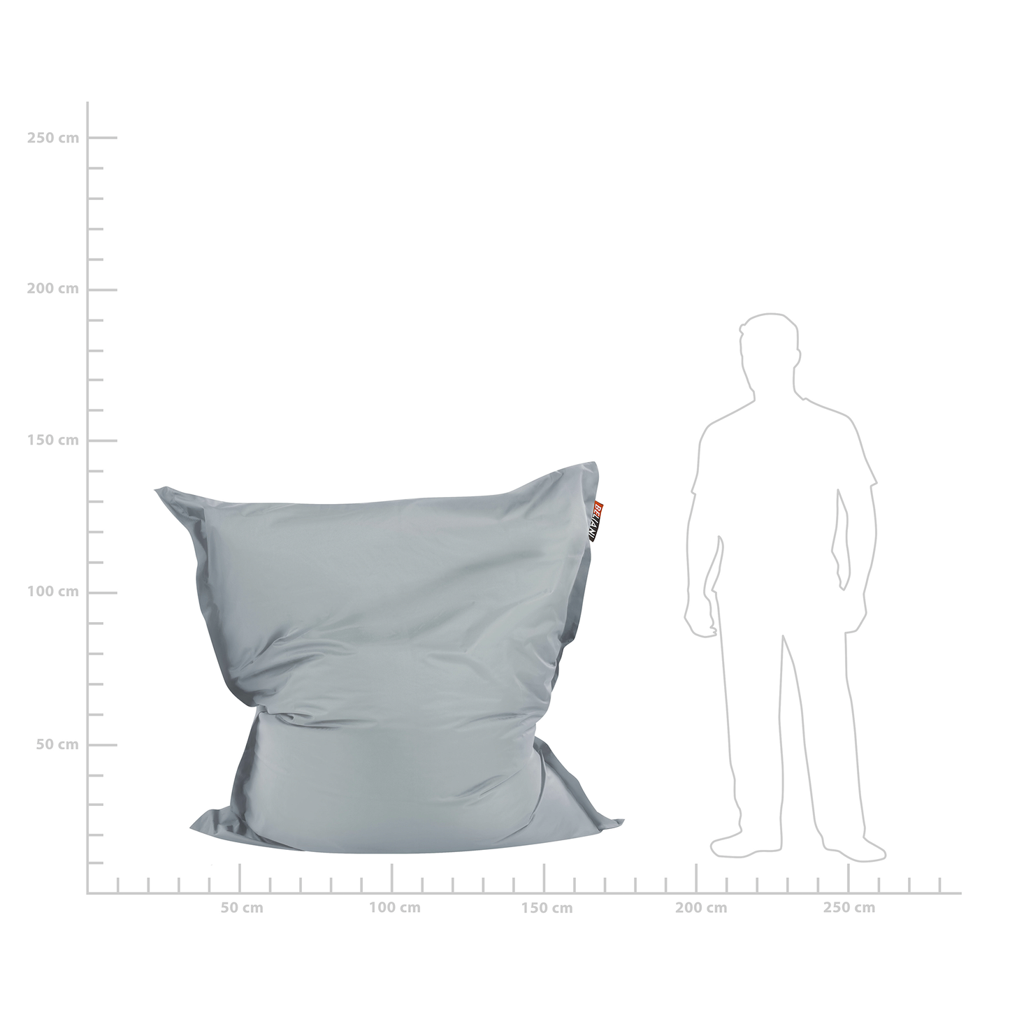 Sitzsack 300 L FUZZY 140 cm 180 cm Hellgrau