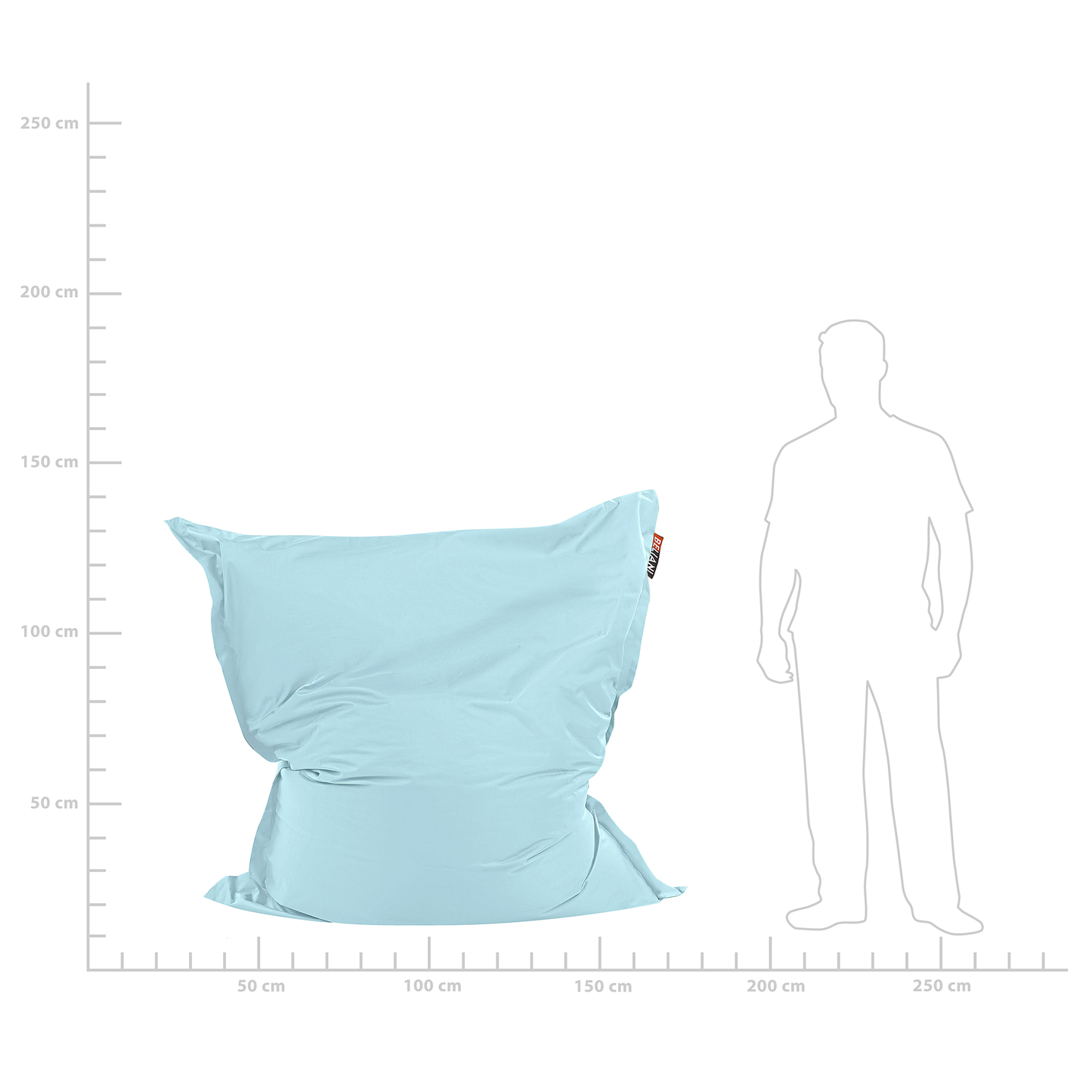 Sitzsack 300 L FUZZY 140 cm 180 cm Hellblau