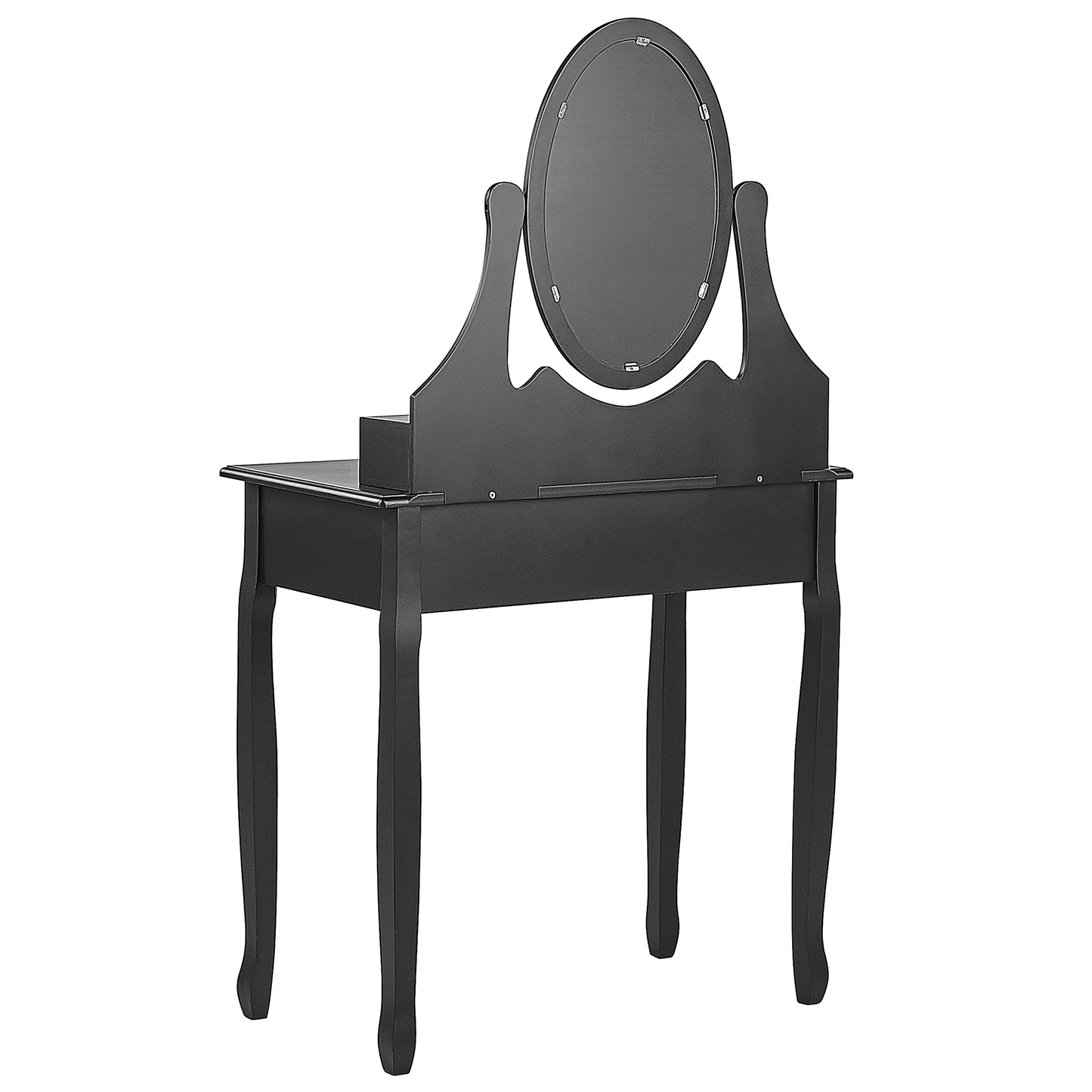 Schminktisch mit ovalem Spiegel Hocker 3 Schubladen schwarz ASTRE