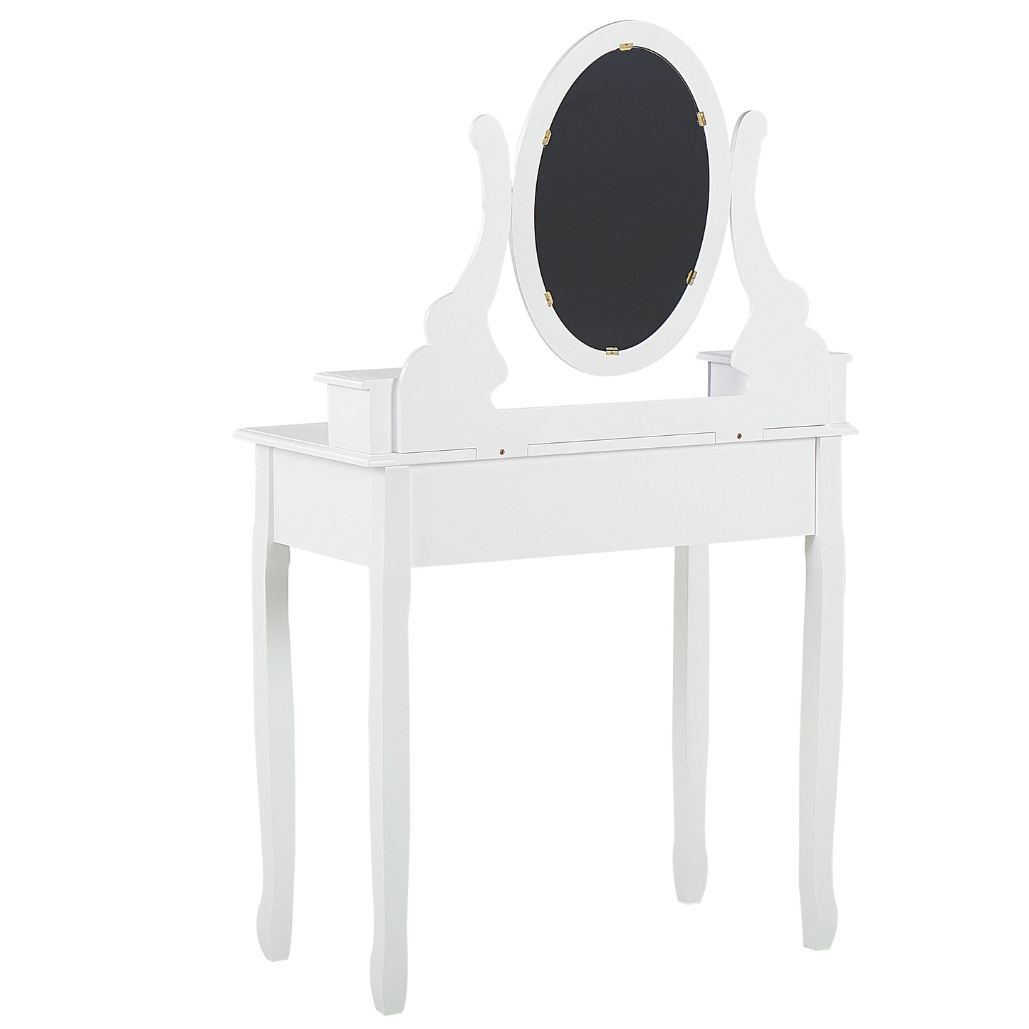 Schminktisch mit ovalem Spiegel Hocker 5 Schubladen weiss GALAXIE