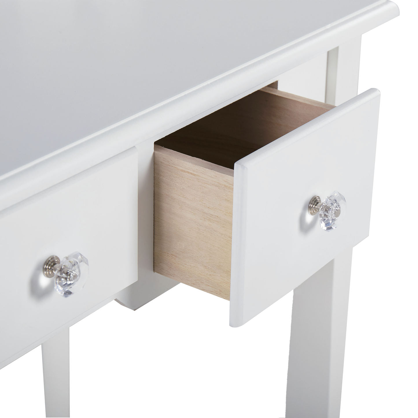 Schminktisch mit ovalem Spiegel Hocker 5 Schubladen weiss GALAXIE
