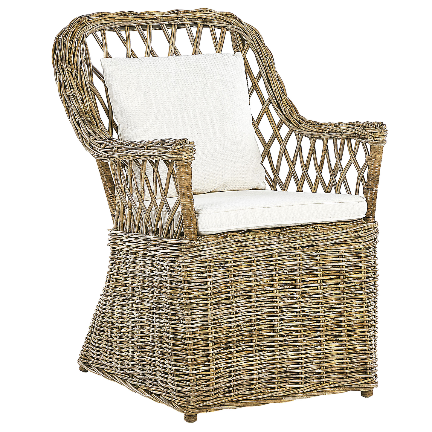 Gartensessel 2er Set mit Auflagen MAROS Rattan Naturfarben