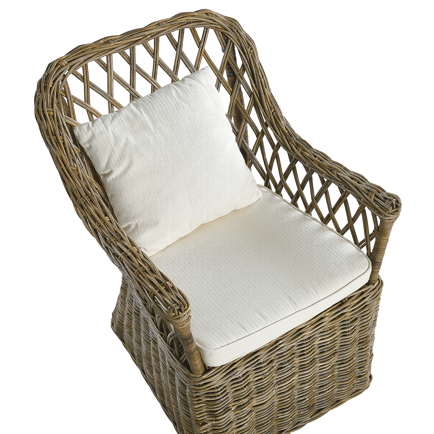 Gartensessel 2er Set mit Auflagen MAROS Rattan Naturfarben