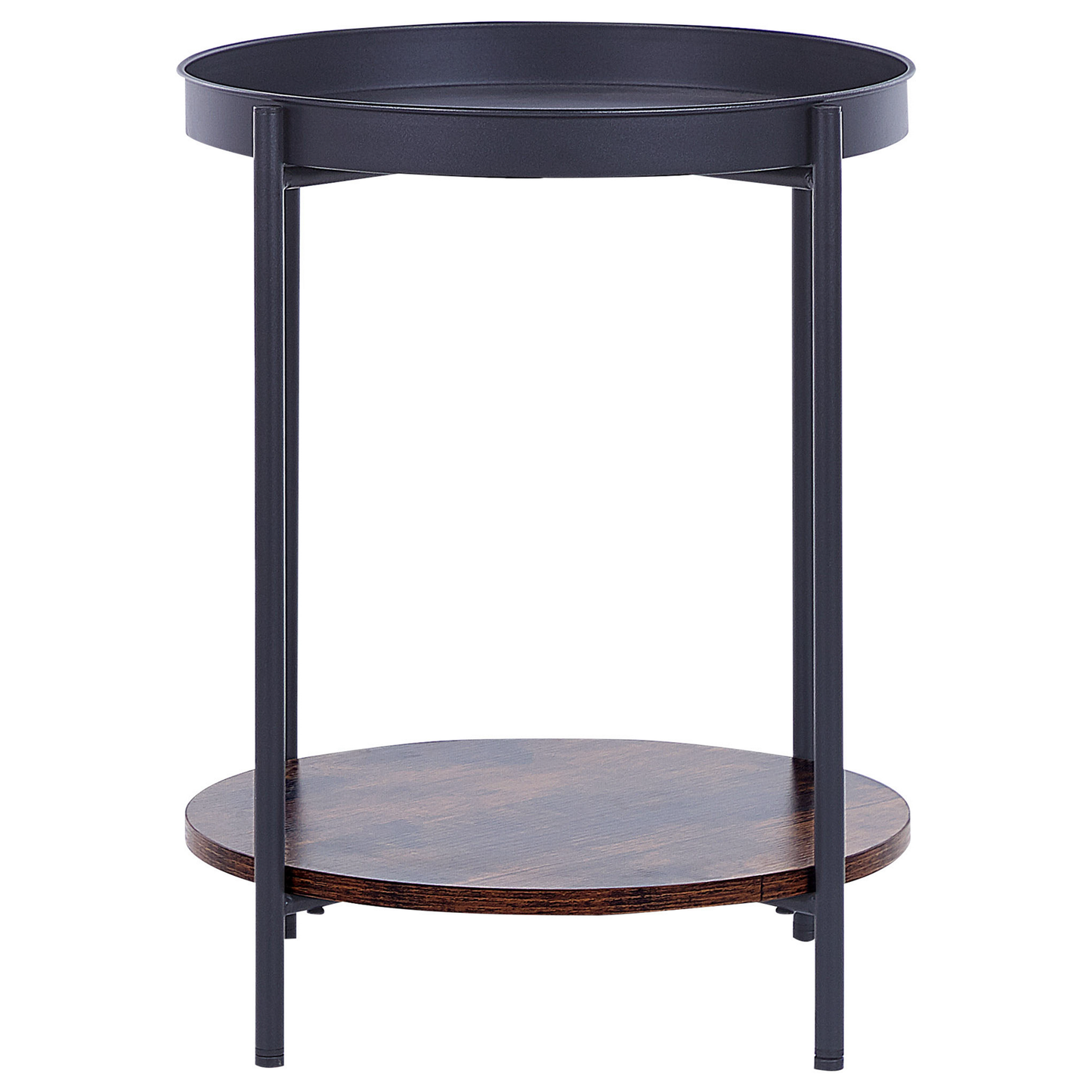 Beistelltisch schwarz / dunkler Holzfarbton rund ⌀ 41 cm BORDEN