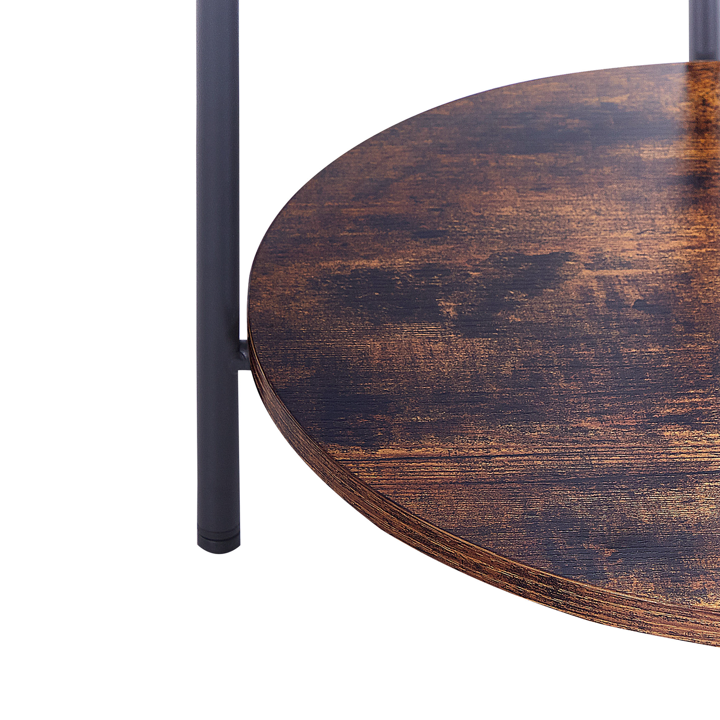Beistelltisch schwarz / dunkler Holzfarbton rund ⌀ 41 cm BORDEN