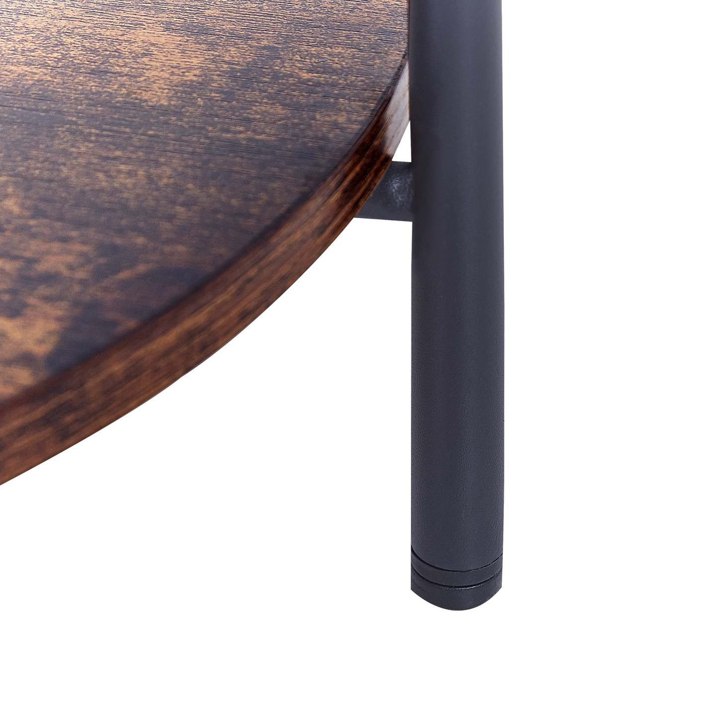 Beistelltisch schwarz / dunkler Holzfarbton rund ⌀ 41 cm BORDEN